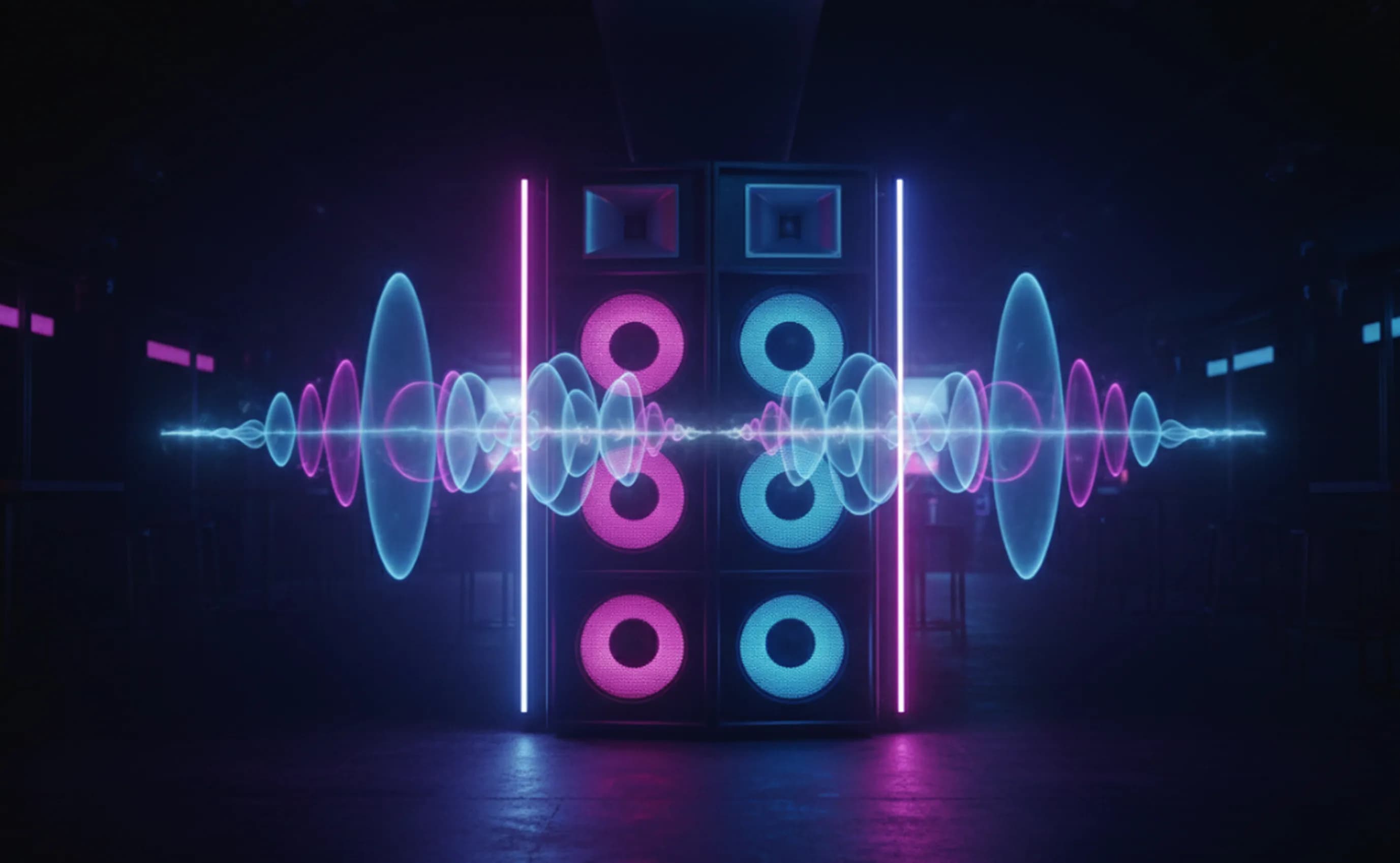 Club-standard speakers playing premium AI-generated DJ beats
