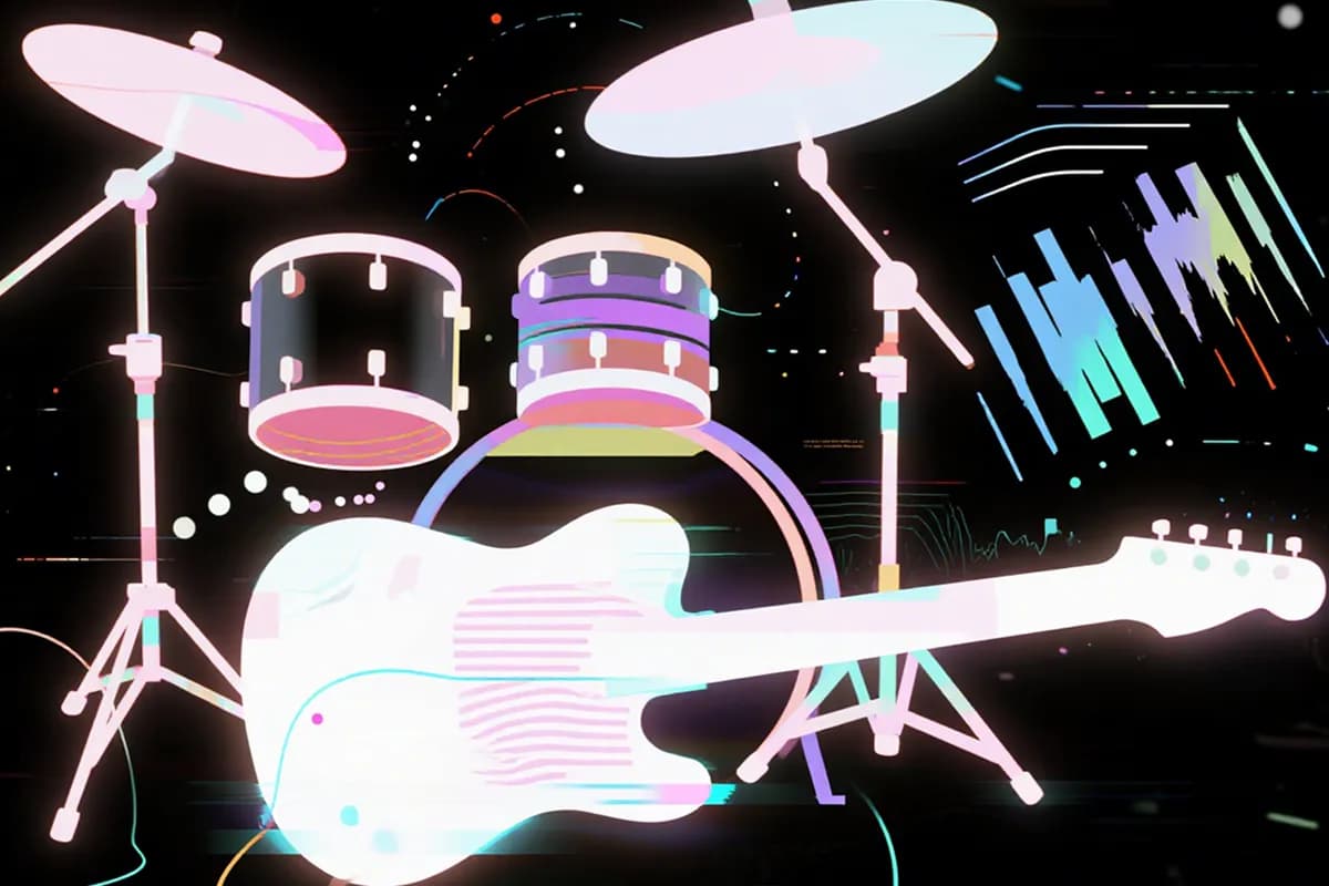 Stems splitter extracting vocals, drums, bass, piano, guitar from the song