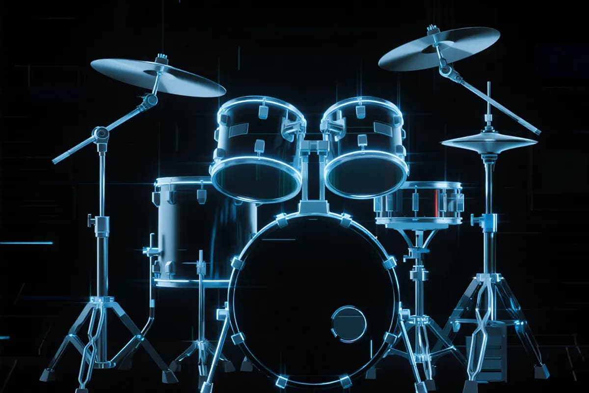 Drummer practicing alongside isolated tracks from a drums stem splitter.